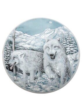 S Designs Winter Wolves Porcelain Round Trinket Dish w/ Lid Brewer Maine